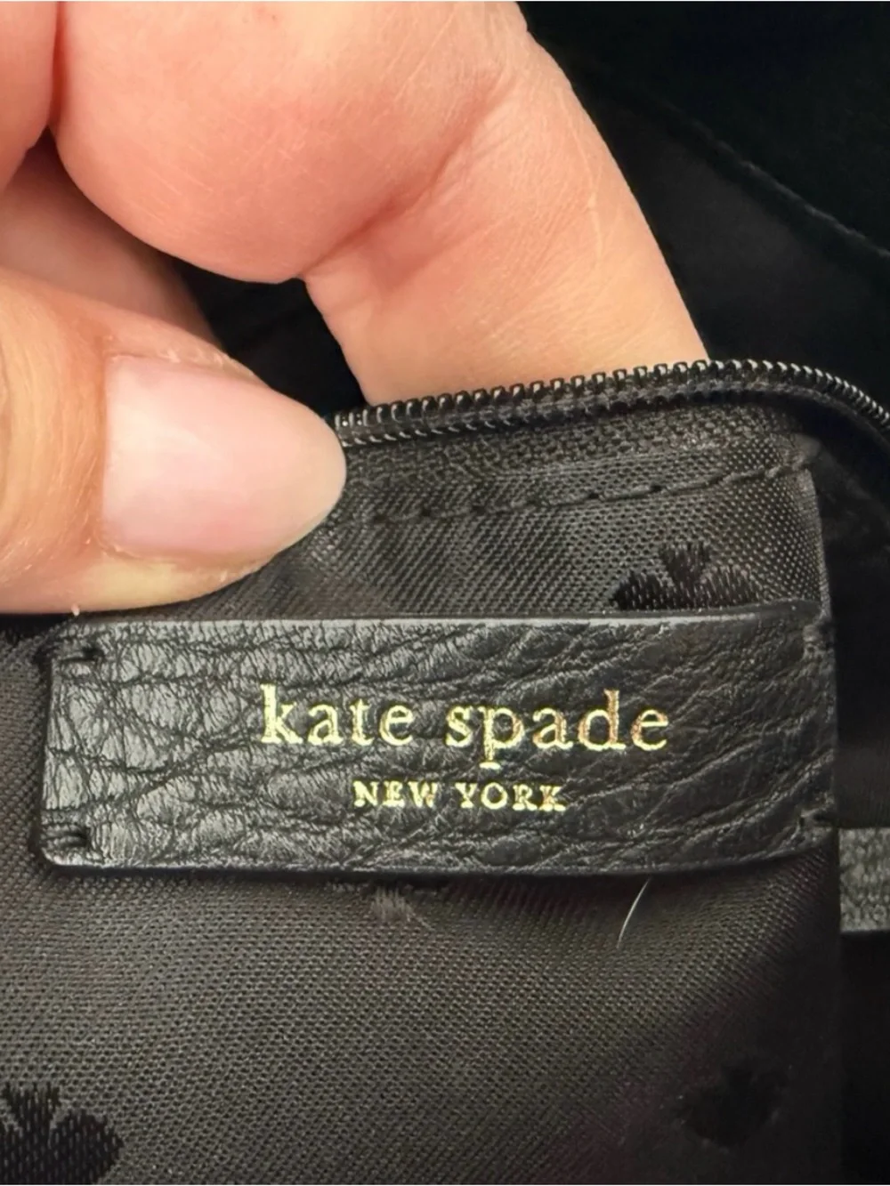 KATE SPADE BLACK PEBBLED LEATHER DOUBLE HANDLE SHOULDER TOTE